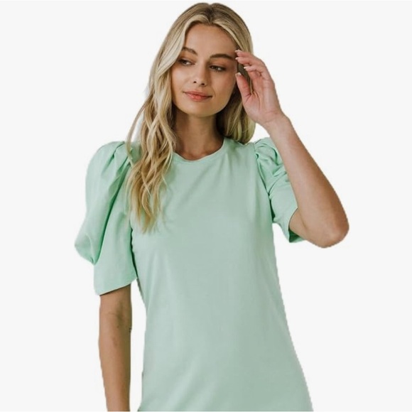 English Factory Women's Puff Sleeve Mini Dress in Mint Green - Picture 4 of 8